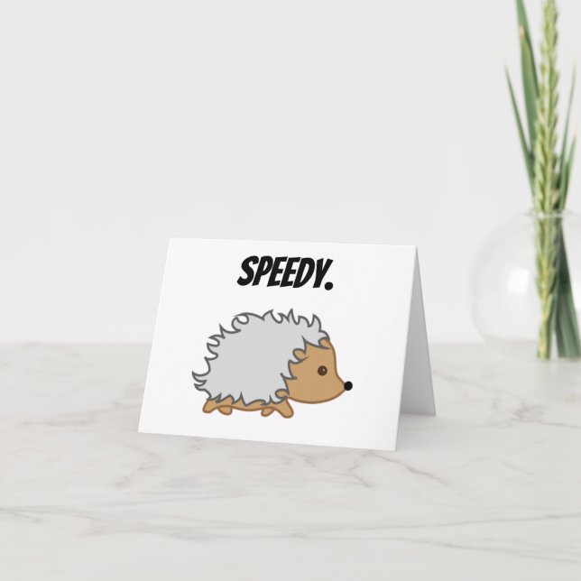 Schnell den Igel, Funny Fast Animal Cartoon Karte (Vorderseite)