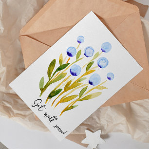 Schnell die minimale blaue Aquarellkarte für Blume Karte