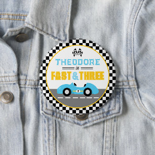 Schnell & Drei Rennwagen 3. Geburtstagsgeschenk Button