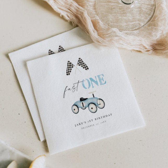 Schnell ein Retro Auto auf blau fahren Serviette (Von Creator hochgeladen)