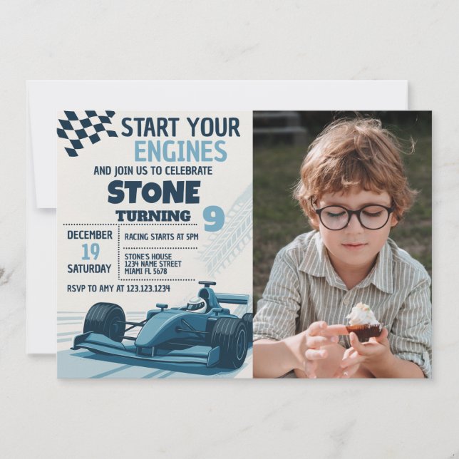 Schnell & Fun bearbeitbare Party-Karte mit Foto Einladung (Vorderseite)