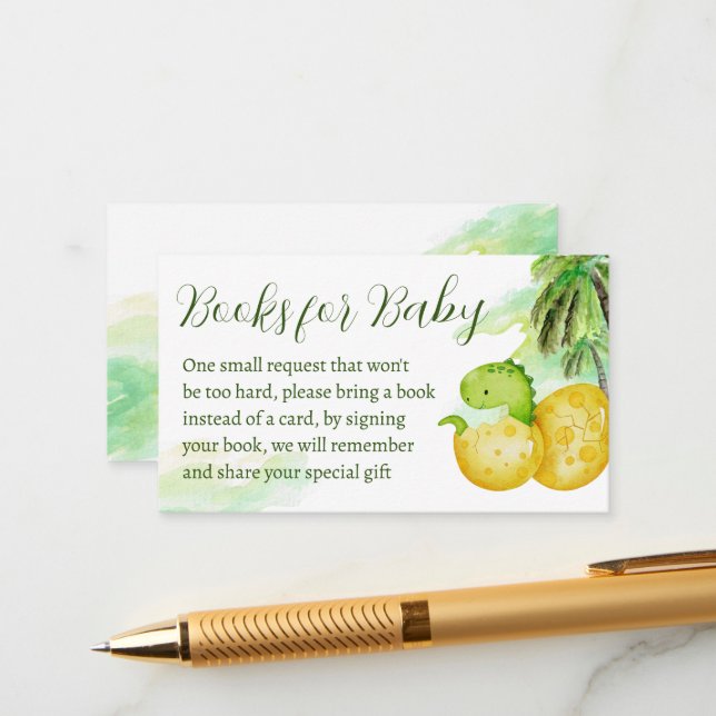 Schnell grüne Baby-Dinosaurier-Bücher für Baby Begleitkarte (Vorderseite/Rückseite Beispiel)