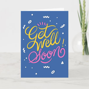 Schnell kommen moderne Gelb- und Rosa-Typografie g Karte