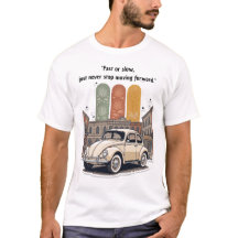 "Schnell oder Langsam" Vintage-Käfer-Stadt Retro-T
