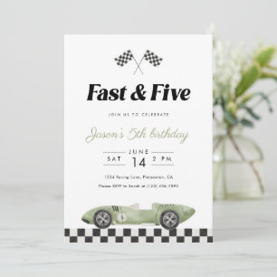 Schnell und Five 5. Geburtstag Vintage-Rennwagen Einladung