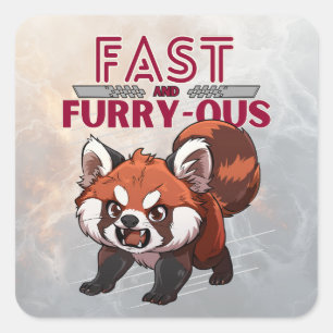 Schnell und Furry-ous - Red Panda - Red Quadratischer Aufkleber