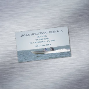 Schnellboot auf einem offenen Ozeanmieter Magnetische Visitenkarte