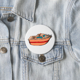 Schnellboot-Illustration Lustiges nautisches Boots Button