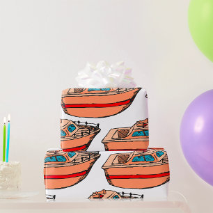 Schnellboot-Illustration Lustiges nautisches Boots Geschenkpapier