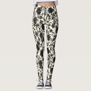Schnelle Blume Schwarzes Muster Leggings