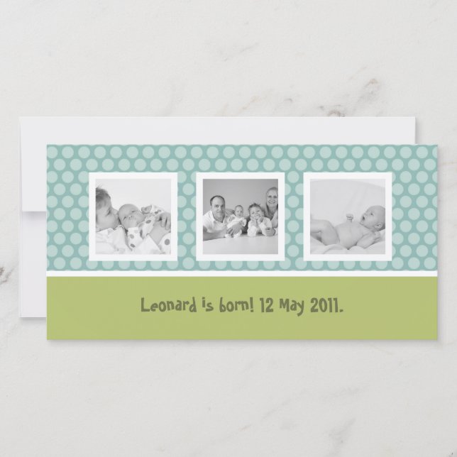 Schnelle Geburtsankündigung mit niedlichen Polka-P Ankündigung (Vorderseite)
