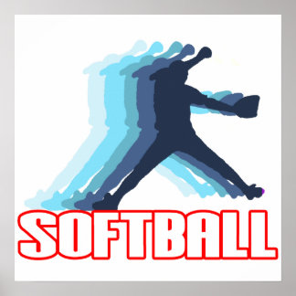Schnelle Pitch Softball-Silhouette Poster