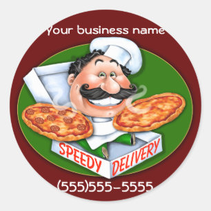 Schnelle Pizzalieferung des Zany italienischen Runder Aufkleber