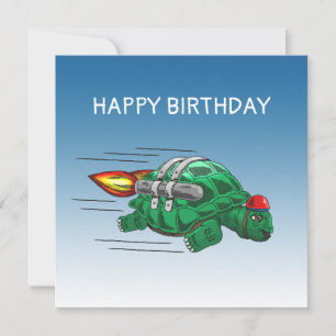 Schnelle Raketen-Schildkröte Geburtstagskarte Karte