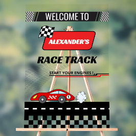 Schnelle Retro-Rennstrecke Rote Rennstrecke Junge Acrylschild