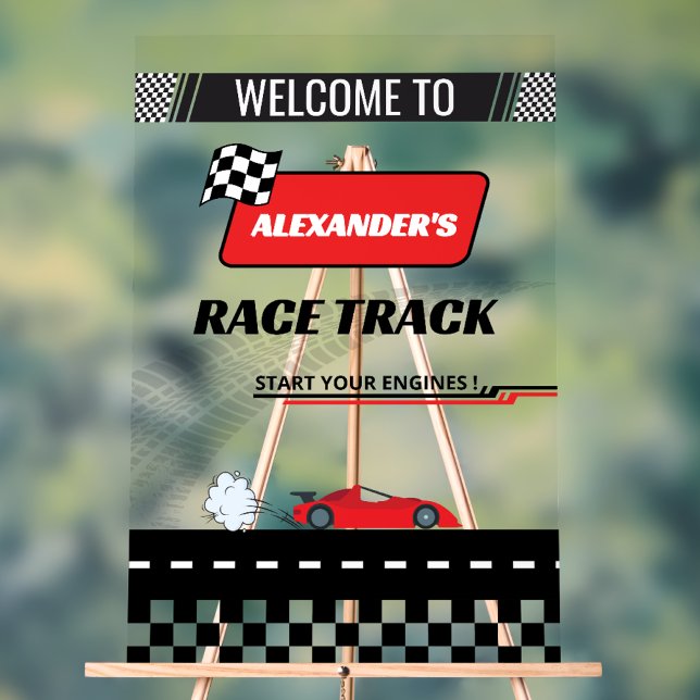 Schnelle Retro-Rennstrecke Rote Rennstrecke Junge  Acrylschild (Von Creator hochgeladen)