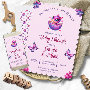 Schnelle Schläge Baby Pink Dinosaur Baby Dusche Einladung