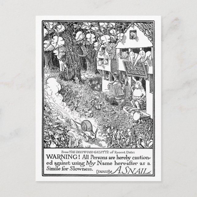Schnelle Schnecke auf Rädern Postkarte (Vorderseite)