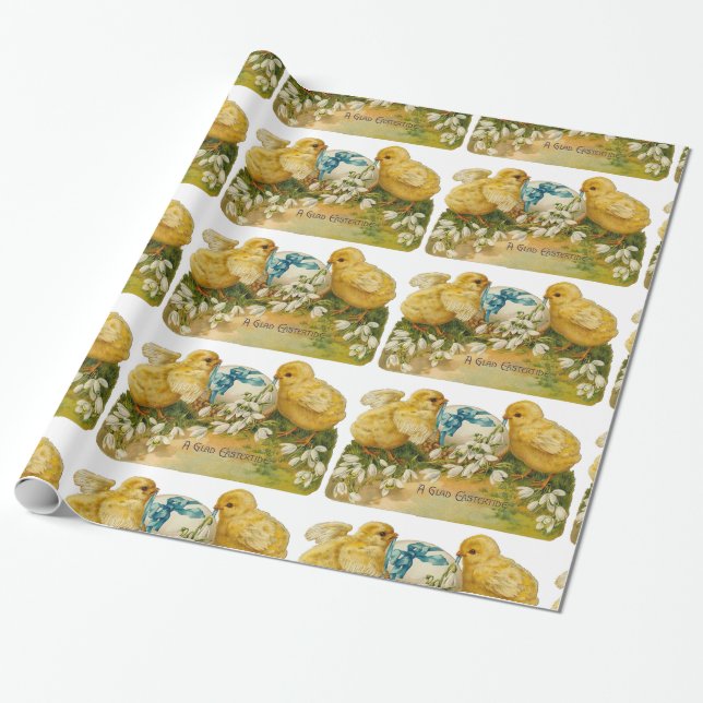 SCHNELLE, SCHNEE UND OSTERE EIER MIT BLAUEM BOW GESCHENKPAPIER (Ungerollt)