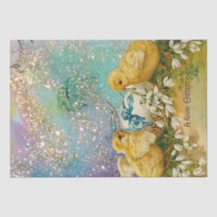 SCHNELLE, SCHNEE UND OSTERE EIER MIT BLAUEM BOW SEIDENPAPIER