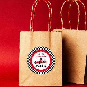 Schnelle, schnelle Race Car Boys erste Geburtstags Runder Aufkleber