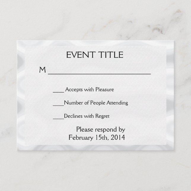 Schnelle und einfache Blindvorlage RSVP Karte (Vorderseite)
