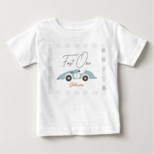 Schneller blauer Rennwagen Junge 1. Geburtstag Baby T-shirt