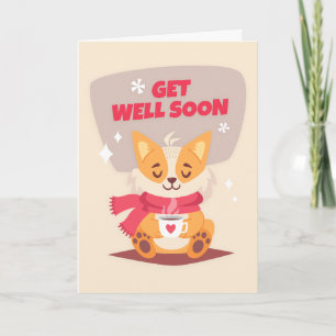 Schneller Cartoon Fox mit Kaffeegenuss Karte