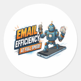 Schneller E-Mail-Produktivitätsroboter Runder Aufkleber