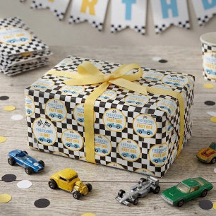 Schneller Eins Rennwagen 1. Geburtstagsfeier Geschenkpapier