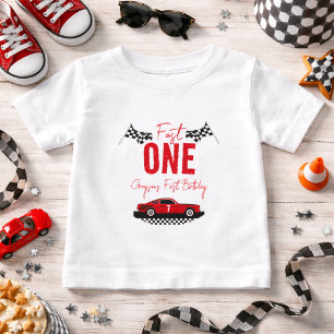 Schneller Eins Rennwagen Junge 1. Geburtstagsfeier Baby T-shirt