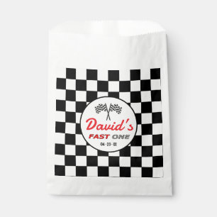 Schneller EINS Schwarz Weiße Rennwagen-Flaggen G Geschenktütchen