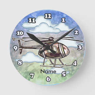 Schneller Hubschrauber  Runde Wanduhr