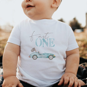 Schneller Kleiner Babyblauer Rennwagen Geburtstags Baby T-shirt