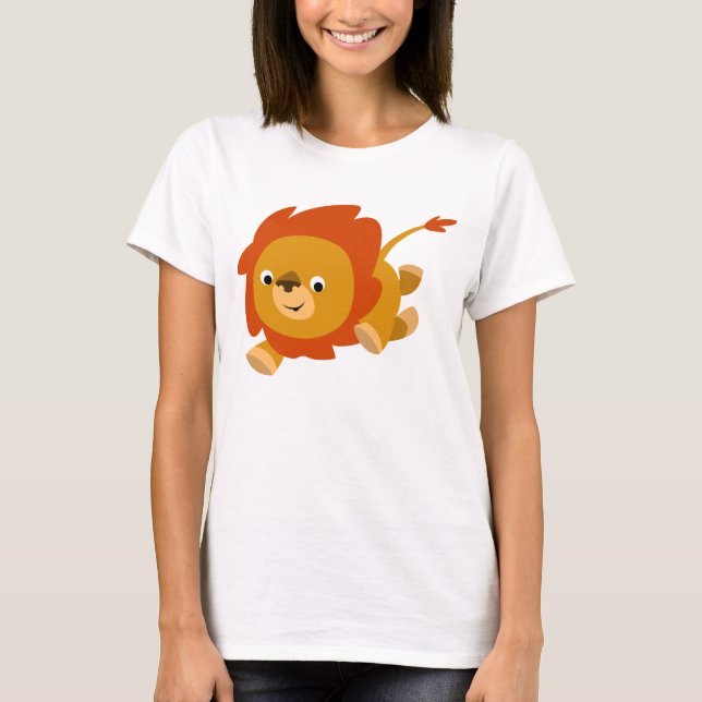 Schneller Niedlicher Cartoon Löwe T - Shirt (Vorderseite)