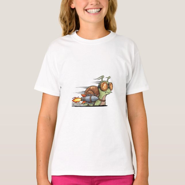 Schneller Raketenschnecke mit Schutzbrille Kinder T-Shirt (Vorderseite)