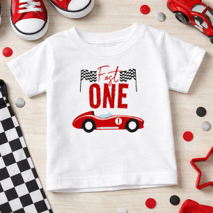 Schneller Rennwagen-Junge 1. Geburtstagsfeier Baby T-shirt