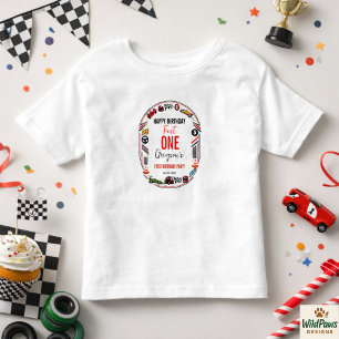 Schneller Rennwagen-Junge 1. Geburtstagsfeier Kleinkind T-shirt
