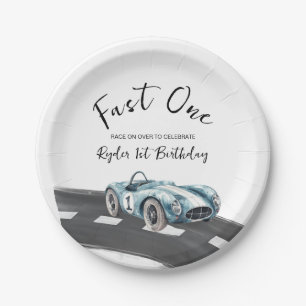 Schneller Rennwagen zum ersten Geburtstag Pappteller