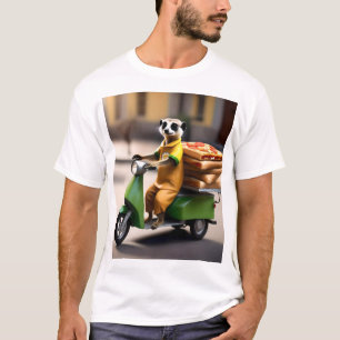 Schneller Service: Erdmännchen liefert Pizza mit T T-Shirt