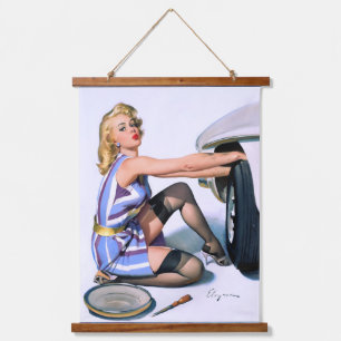 Schneller Wechsel von Gil Elvgren Wandteppich Mit Holzrahmen