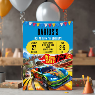 Schnellere Fahrt in den Spaß Custom Race Cars Gebu Einladung
