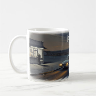 Schnelles Auto Nachtstraße Hand in Hand Flucht Tas Kaffeetasse