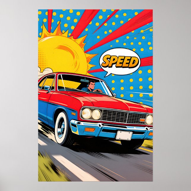 Schnelles Auto Pop Art Poster (Vorne)