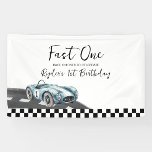 Schnelles Eins Rennwagen Erstes Geburtstag Banner