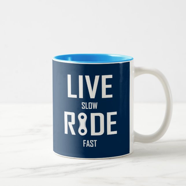 Schnelles Fahren mit Live Slow Ride Zweifarbige Tasse (Rechts)