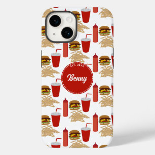 Schnelles Futter Burger Fries Muster Monogramm Case-Mate iPhone 14 Hülle