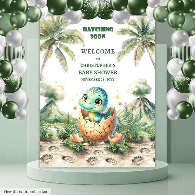 Schnelles Hatching Baby Shower Tapestation Niedlic Wandteppich (Hatching Soon Baby Shower Tapestry Cute Dino)