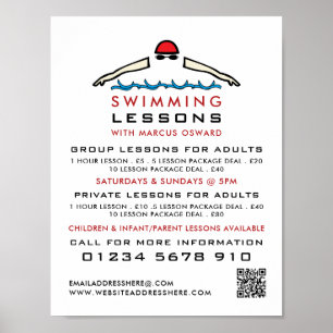 Schnelles Schwimmsymbol, Schwimmen Lektion Werbung Poster