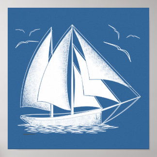 Schnelles Segeln! Wassersport, Vintag. Poster